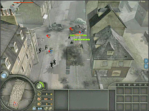 While you're going through Villers-Bocage you will bump into some British units, including an anti-tank gun on the crossroad, an armoured car a little bit further and a tank between the buildings on the left - Campaign