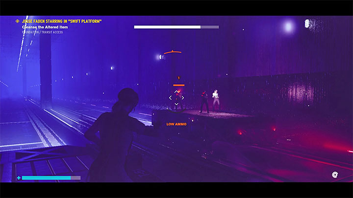 The second type of threat is opponents appearing above the tracks and on the adjacent platform - Control The Foundation: Jesse Faden Starring in Swift Platform - walkthrough - Side quests - Control Guide