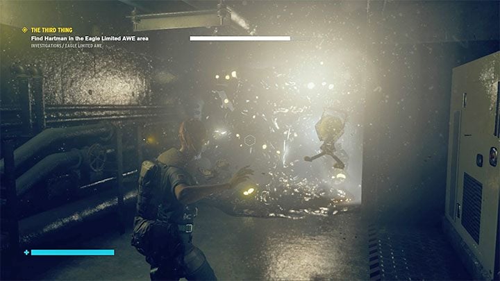 After the battle, go through the south passageway, which is the one with the AWE Loading Bay sign - Control AWE: The Third Thing - Eagle Limited walkthrough - Walkthrough - Control Guide