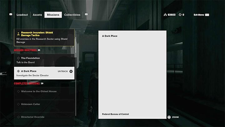 If you have gained access to the Altered World Events expansion set, then A Dark Place mission, which we have described below, should appear in Jesses journal after you run the game - Control AWE: A Dark Place walkthrough - Walkthrough - Control Guide