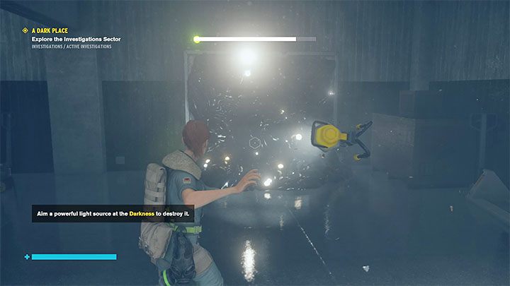 Dont release the Telekinesis button, just hold the lamp and reach the darkness - Control AWE: A Dark Place walkthrough - Walkthrough - Control Guide