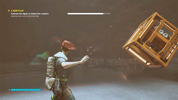 In order to drive the boss away, you must activate the 4 generators in this room by placing a cube / power core in each of them - Control AWE: A Dark Place walkthrough - Walkthrough - Control Guide