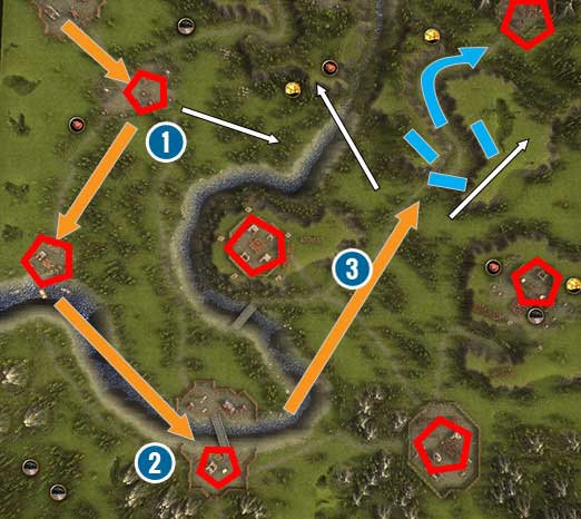 Start with the village, freeing the peasants in progress, then destroy the fortress near the river, and acquire the cannons from the northern fortress. Then, its all up to you. - Disrupting Enemy Schemes | Generalissmus Campaign - Generalissmus Campaign - Cossacks 3 Game Guide
