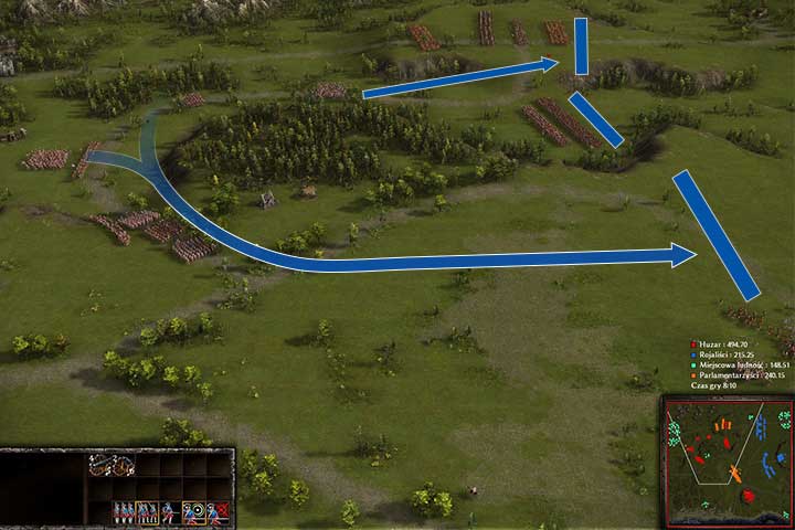 Use the majority of your forces to strengthen the defenses of the main line, close to your starting group - Battle of Newburry | Roundheads versus Cavaliers Campaign - Roundheads versus Cavaliers Campaign - Cossacks 3 Game Guide