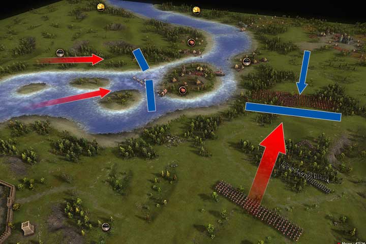 Once you receive information about the incoming horde, position most of your forces south from the city and east from your island - Rebuilding the Zaporozhian Sich | Cossacks Gain Fame Campaign - Cossacks Gain Fame Campaign - Cossacks 3 Game Guide