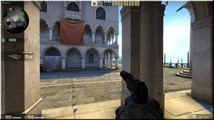 The pillars provide good cover and additionally, you can shoot between them to the opponents that may appear up in the distance - Mission 9 - Canals - Blood in the Water - Missions - CS GO Game Guide