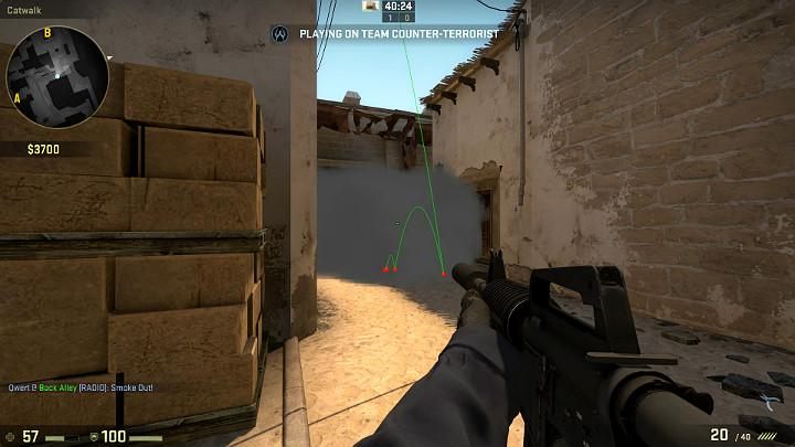 It will land right next to the entrance to the spot where you plant bomb B, form a smokescreen and block off vision of players looking towards point B, as well as of those on the other side - Mirage | Tournament maps in CS GO - Tournament Maps in Counter Strike: Global Offensive - CS GO Game Guide