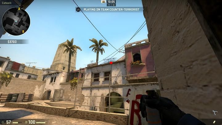 Stand in the corner of the building and aim at the point on the edge of the roof - Mirage | Tournament maps in CS GO - Tournament Maps in Counter Strike: Global Offensive - CS GO Game Guide