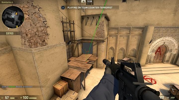 If performed properly, the smoke will block off the vision of the players coming out of the palace into point A - Mirage | Tournament maps in CS GO - Tournament Maps in Counter Strike: Global Offensive - CS GO Game Guide