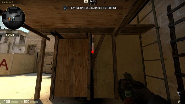 While under the wooden plank, you can perform a nifty throw by aiming at the fissure shown in the above screenshot and throwing with LMB - Mirage | Tournament maps in CS GO - Tournament Maps in Counter Strike: Global Offensive - CS GO Game Guide
