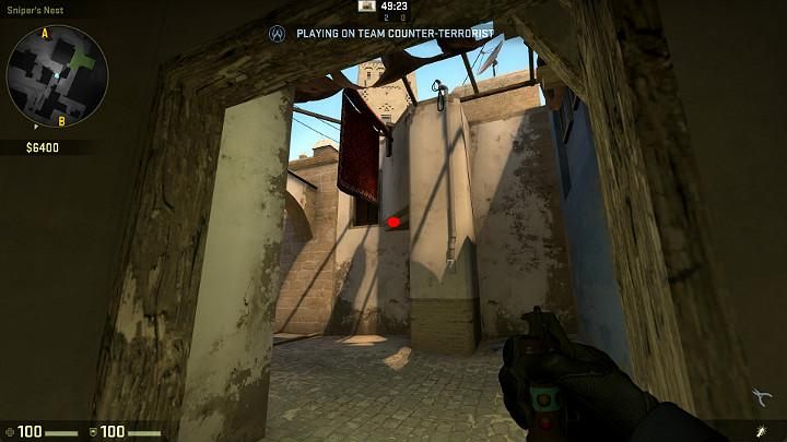 As you enter from the jungle, towards point A, aim at the marked spot and throw a grenade with LMB - Mirage | Tournament maps in CS GO - Tournament Maps in Counter Strike: Global Offensive - CS GO Game Guide
