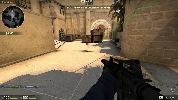 The grenade will go off in point A and blind all players looking from the direction of the passage, counter-terrorist respawn point, the palace and those in the center of the square - Mirage | Tournament maps in CS GO - Tournament Maps in Counter Strike: Global Offensive - CS GO Game Guide