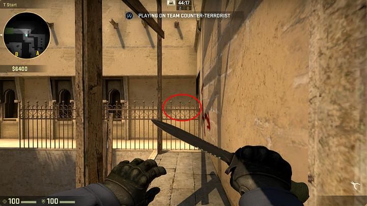 While on the narrow balcony, by the terrorist respawn point, you do not have to run around to get into the palace - Mirage | Tournament maps in CS GO - Tournament Maps in Counter Strike: Global Offensive - CS GO Game Guide