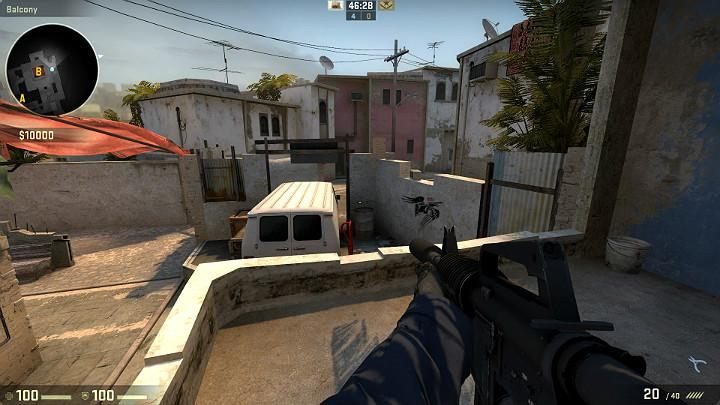 The above vantage point is located on the barrel on the right - Mirage | Tournament maps in CS GO - Tournament Maps in Counter Strike: Global Offensive - CS GO Game Guide