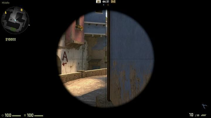 As you go towards the center of the map from the direction of the terrorist respawn point, always check out the corner of the window in the distance - Mirage | Tournament maps in CS GO - Tournament Maps in Counter Strike: Global Offensive - CS GO Game Guide