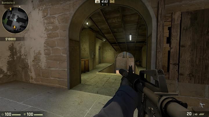 In the corner of the corridor into the building, you can often encounter a player aiming at the passage, in the direction of the terrorist respawn point - Mirage | Tournament maps in CS GO - Tournament Maps in Counter Strike: Global Offensive - CS GO Game Guide
