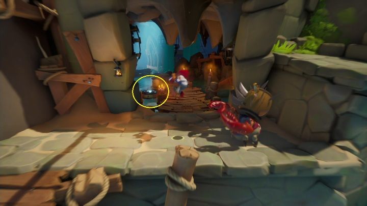 The entrance to the secret level is located on the other side of the water - Crash 4: Booty Calls walkthrough - Salty Wharf, 1717 - Crash 4 Guide, Walkthrough