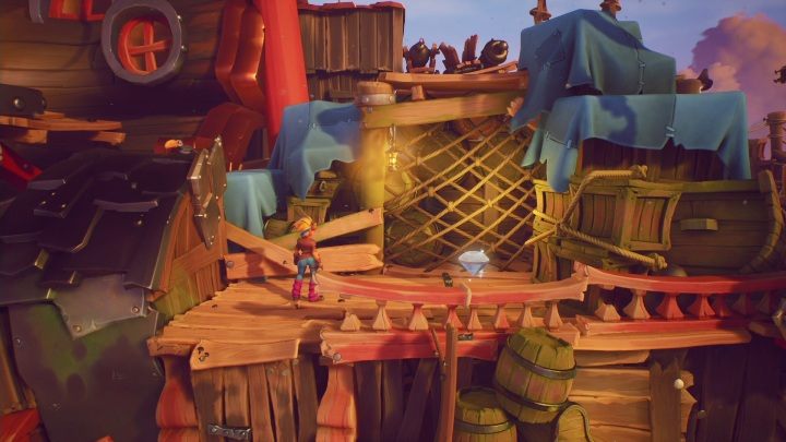 The hidden gem is on the elevation, near the mast - Crash 4: Hook, Line and Sinker walkthrough - Salty Wharf, 1717 - Crash 4 Guide, Walkthrough