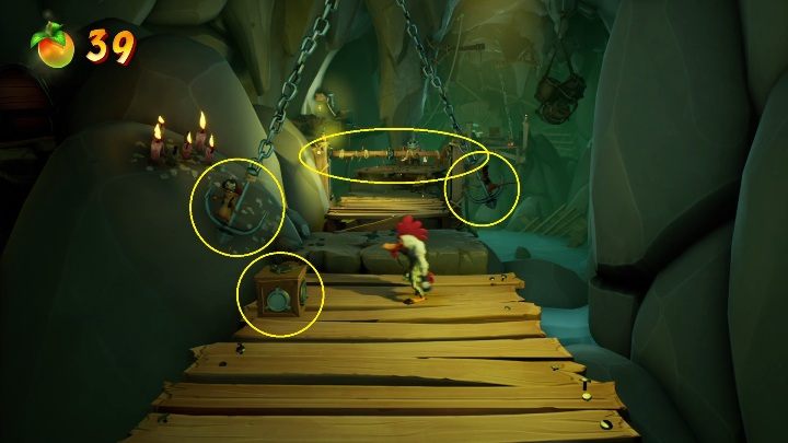 In the screenshot above, we've highlighted some of the dangers you might notice - Crash 4: Jetboard Jetty walkthrough - Salty Wharf, 1717 - Crash 4 Guide, Walkthrough