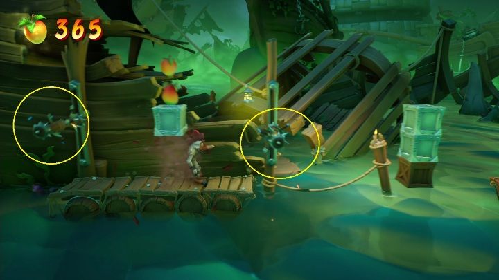 After crossing over to the other side, it's time for the most interesting sequence on this level - Crash 4: Jetboard Jetty walkthrough - Salty Wharf, 1717 - Crash 4 Guide, Walkthrough