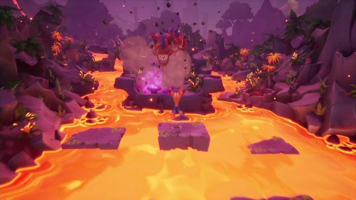 The level ends when you manage to escape the dinosaur and magma - Crash 4: Dino Dash walkthrough - Eggipus Dimension, 88 Milion B.C.B - Crash 4 Guide, Walkthrough