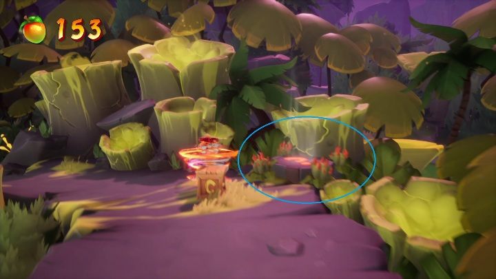 The entrance to the secret level is near the dinosaur, on the curve - Crash 4: Dino Dash walkthrough - Eggipus Dimension, 88 Milion B.C.B - Crash 4 Guide, Walkthrough