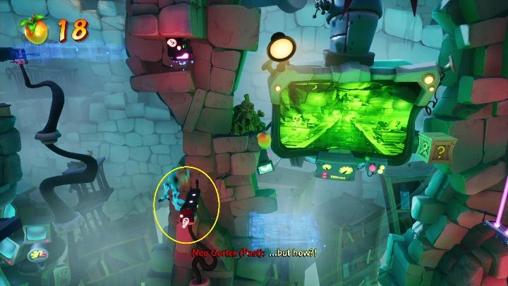 Remember, you can stand on the metal parts of the lasers - Crash 4: Cortex Castle - Cortex Island - Crash 4 Guide, Walkthrough