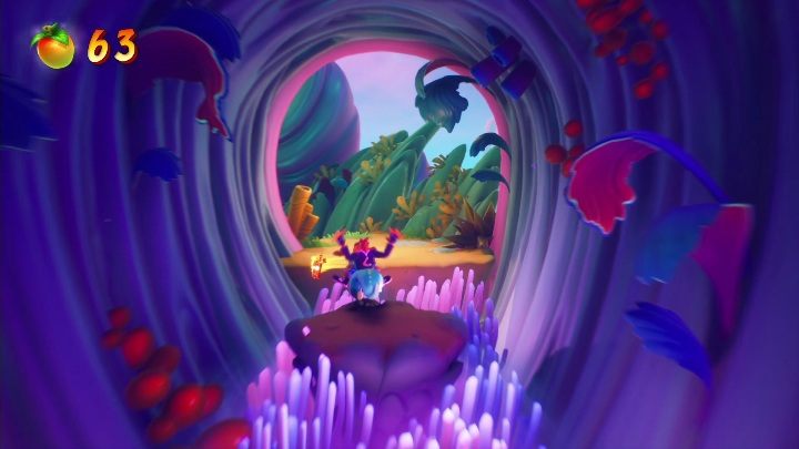 There is a dinosaur ride sequence ahead - Crash 4: Crash Landed walkthrough - Bermugulas Orbit, ??? - Crash 4 Guide, Walkthrough