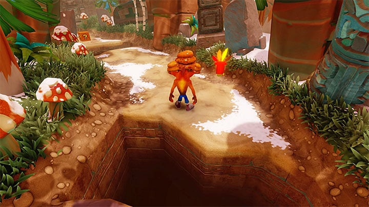 Begin running in a straight line and avoid enemies equipped with hammers and plants spewing explosive seeds - Crash Bandicoot N. Sane Trilogy: Bee-Having - Crash Bandicoot N. Sane Trilogy: Crash Bandicoot 2 - Alpine Warp Room - Crash Bandicoot N. Sane Trilogy Game Guide