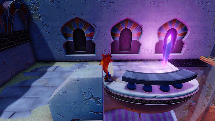There are three dark marks on the ground, which suggests that this is where jugs with flammable substance drop - Crash Bandicoot N. Sane Trilogy: Flaming Passion - Crash Bandicoot N. Sane Trilogy: Crash Bandicoot 3 - Future location - Crash Bandicoot N. Sane Trilogy Game Guide