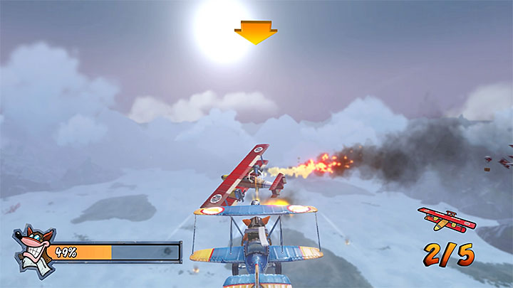 To complete this stage and obtain the violet crystal, you will have to shoot down five bombers - Crash Bandicoot N. Sane Trilogy: Mad Bombers - Crash Bandicoot N. Sane Trilogy: Crash Bandicoot 3 - Future location - Crash Bandicoot N. Sane Trilogy Game Guide