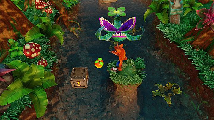 Start going up the river and be careful when jumping between floating leaves, as it is easy to miss your jump - Crash Bandicoot N. Sane Trilogy: Up the Creek - Crash Bandicoot N. Sane Trilogy: Crash Bandicoot - Wumpa Island - Crash Bandicoot N. Sane Trilogy Game Guide
