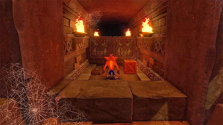 The first trap is located right next to your starting position - spears - Crash Bandicoot N. Sane Trilogy: Temple Ruins - Crash Bandicoot N. Sane Trilogy: Crash Bandicoot - Wumpa Island - Crash Bandicoot N. Sane Trilogy Game Guide