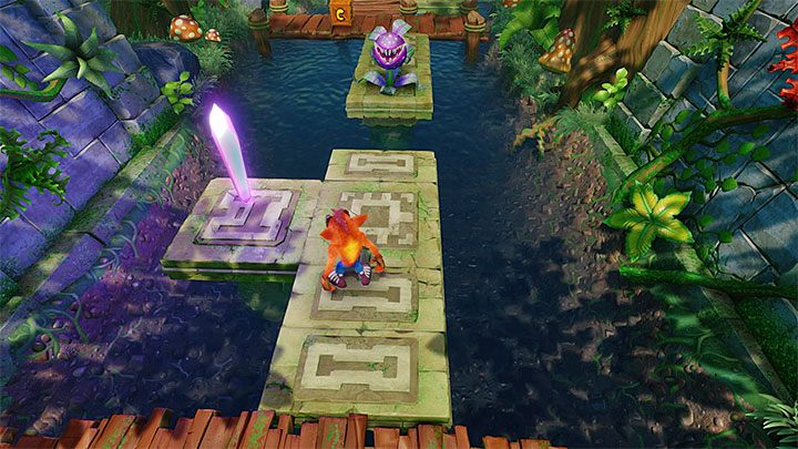 After you go out into the mainland, reach the violet crystal (the above screenshot) and the checkpoint - Crash Bandicoot N. Sane Trilogy: Plant Food - Crash Bandicoot N. Sane Trilogy: Crash Bandicoot 2 - Sewer Warp Room - Crash Bandicoot N. Sane Trilogy Game Guide
