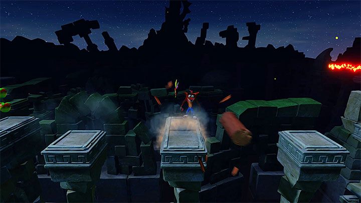 Head towards the upper edge of the screen again and avoid the lizard - Crash Bandicoot N. Sane Trilogy: Road to Ruin - Crash Bandicoot N. Sane Trilogy: Crash Bandicoot 2 - Sewer Warp Room - Crash Bandicoot N. Sane Trilogy Game Guide