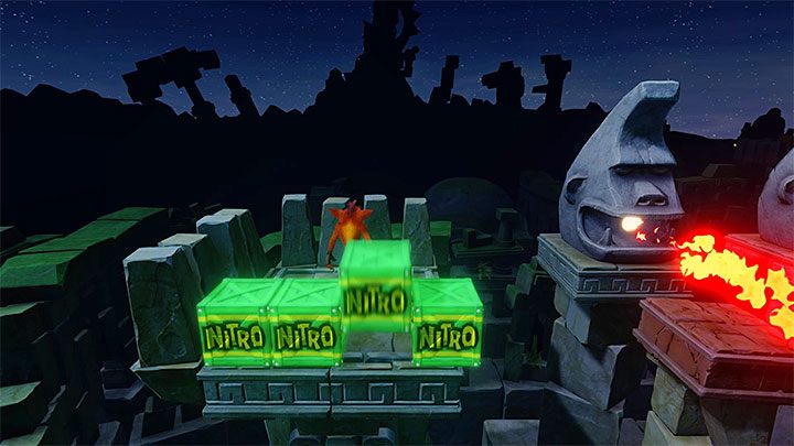 Head on and stop on the small ledge neighboring the four nitroglycerine crates - Crash Bandicoot N. Sane Trilogy: Road to Ruin - Crash Bandicoot N. Sane Trilogy: Crash Bandicoot 2 - Sewer Warp Room - Crash Bandicoot N. Sane Trilogy Game Guide
