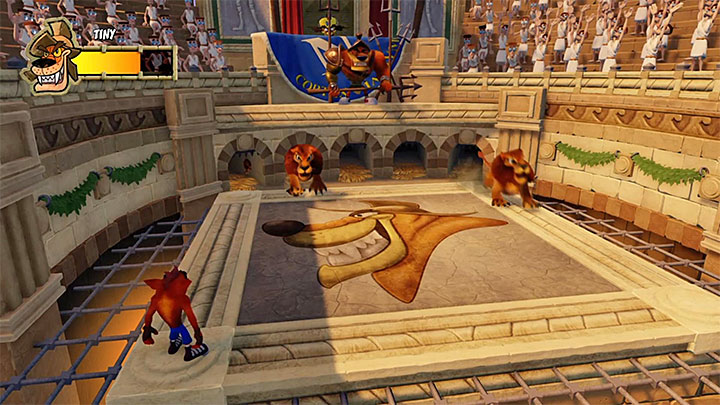After that Tiny Tiger escapes from the arena but he starts sending smaller animals on Crash - Crash Bandicoot N. Sane Trilogy: Tiny Tiger Boss fights 3 Warped - Crash Bandicoot N. Sane Trilogy: Crash Bandicoot 3 Warped - Crash Bandicoot N. Sane Trilogy Game Guide
