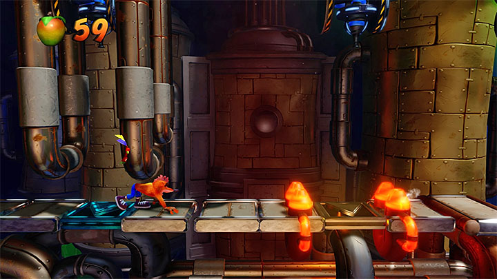 When you return to the main part of the factory you must go right but watch out in the place where you must perform your first slide - Crash Bandicoot N. Sane Trilogy: Spaced Out - Crash Bandicoot N. Sane Trilogy: Crash Bandicoot 2 - High-Tech Warp Room - Crash Bandicoot N. Sane Trilogy Game Guide