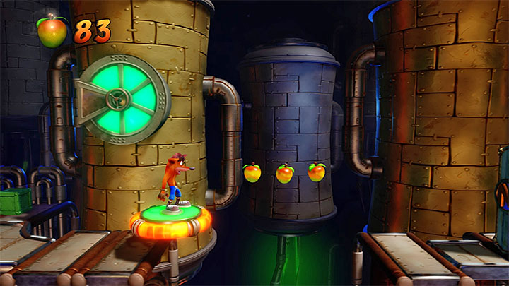 You must jump on a plate located between hot pipes again and deflect an incoming ball at the right moment - Crash Bandicoot N. Sane Trilogy: Spaced Out - Crash Bandicoot N. Sane Trilogy: Crash Bandicoot 2 - High-Tech Warp Room - Crash Bandicoot N. Sane Trilogy Game Guide
