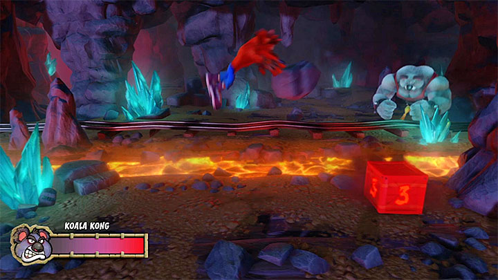 Jump to the sides in order to avoid the small rocks - Crash Bandicoot N. Sane Trilogy: Koala Kong Boss Fights - Crash Bandicoot N. Sane Trilogy: Crash Bandicoot boss fights - Crash Bandicoot N. Sane Trilogy Game Guide