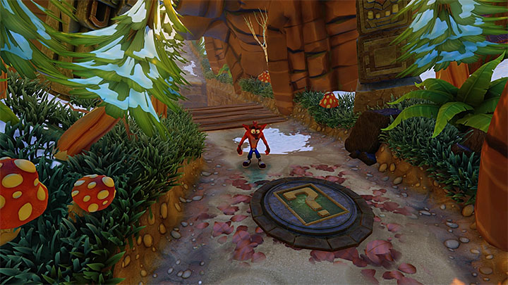 Right after the second escape, you will reach a clearly visible plate with the question mark (the above screenshot) - Crash Bandicoot N. Sane Trilogy: Crash Crush - Crash Bandicoot N. Sane Trilogy: Crash Bandicoot 2 - Ice Warp Room - Crash Bandicoot N. Sane Trilogy Game Guide
