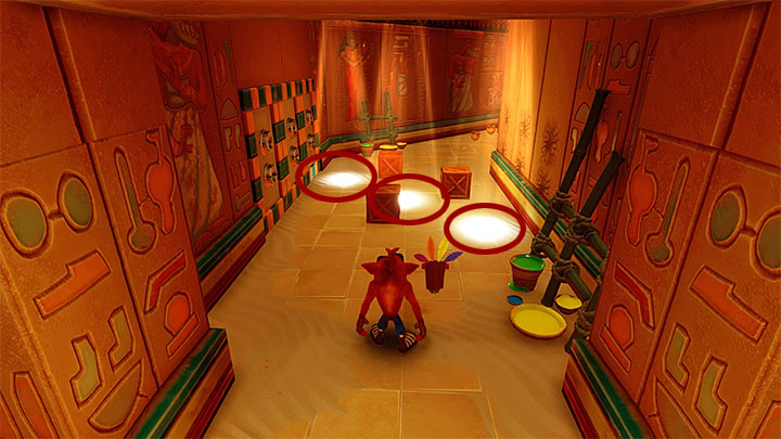 Do not hurry across the next part of the tomb, because there are hidden traps in the location shown in the above screenshot - Crash Bandicoot N. Sane Trilogy: Tomb Time - Crash Bandicoot N. Sane Trilogy: Crash Bandicoot 3 - Arabic location - Crash Bandicoot N. Sane Trilogy Game Guide
