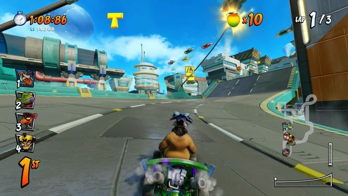 The first letter is on the first left turbo belt - CTR Mode - Crash Nitro Cart in Crash Team Racing Nitro-Fueled - Game modes - Crash Team Racing Nitro-Fueled Guide