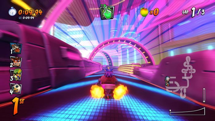The second letter is on the first laser obstacle, jump off the ramp and catch it on the fly - CTR Mode - Crash Nitro Cart in Crash Team Racing Nitro-Fueled - Game modes - Crash Team Racing Nitro-Fueled Guide