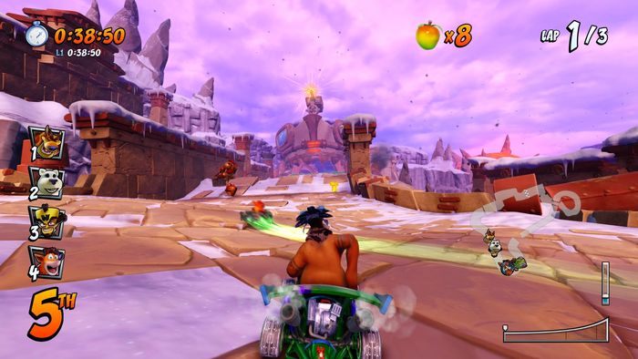 The last letter leads to a shortcut, it is recommended to use a booster or Powerslide to get to this place and grab the letter R in flight - CTR Mode - Crash Nitro Cart in Crash Team Racing Nitro-Fueled - Game modes - Crash Team Racing Nitro-Fueled Guide