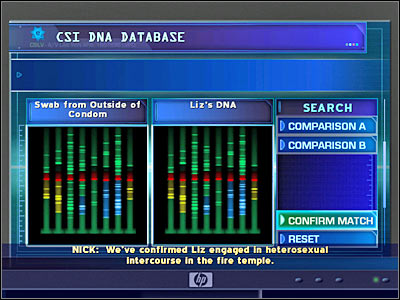 Now you will have to listen to a short conversation between Nick and Grissom - Case 1 - part 6 - Case 1 - Burning for You - Crime Scene Investigation: Hard Evidence - Game Guide and Walkthrough