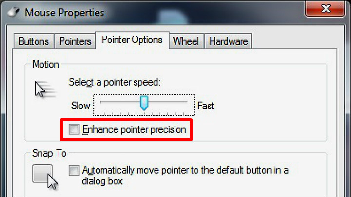 Mouse acceleration can be described as a dependence of the distance pointer makes on the screen on the speed you move your mouse at - How to configure your system-Mouse settings in CrossFire? | Configuration - Configuration - CrossFire Game Guide