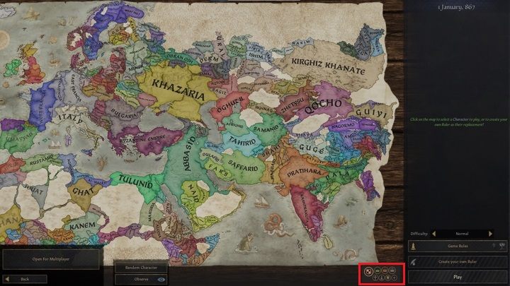 The free character selection screen in 867 - Crusader Kings 3: Ruler selection - Basics - Crusader Kings 3 Guide
