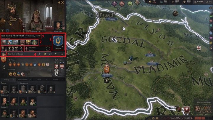 The next part of this window is a list of the characteristics and statistics of the selected character - Crusader Kings 3: Interface Guide - Basics - Crusader Kings 3 Guide