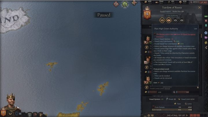 You can check the innovations needed to change a given level of authority by hovering over its icon. - Crusader Kings 3: Vassals - Kingdom management - Crusader Kings 3 Guide